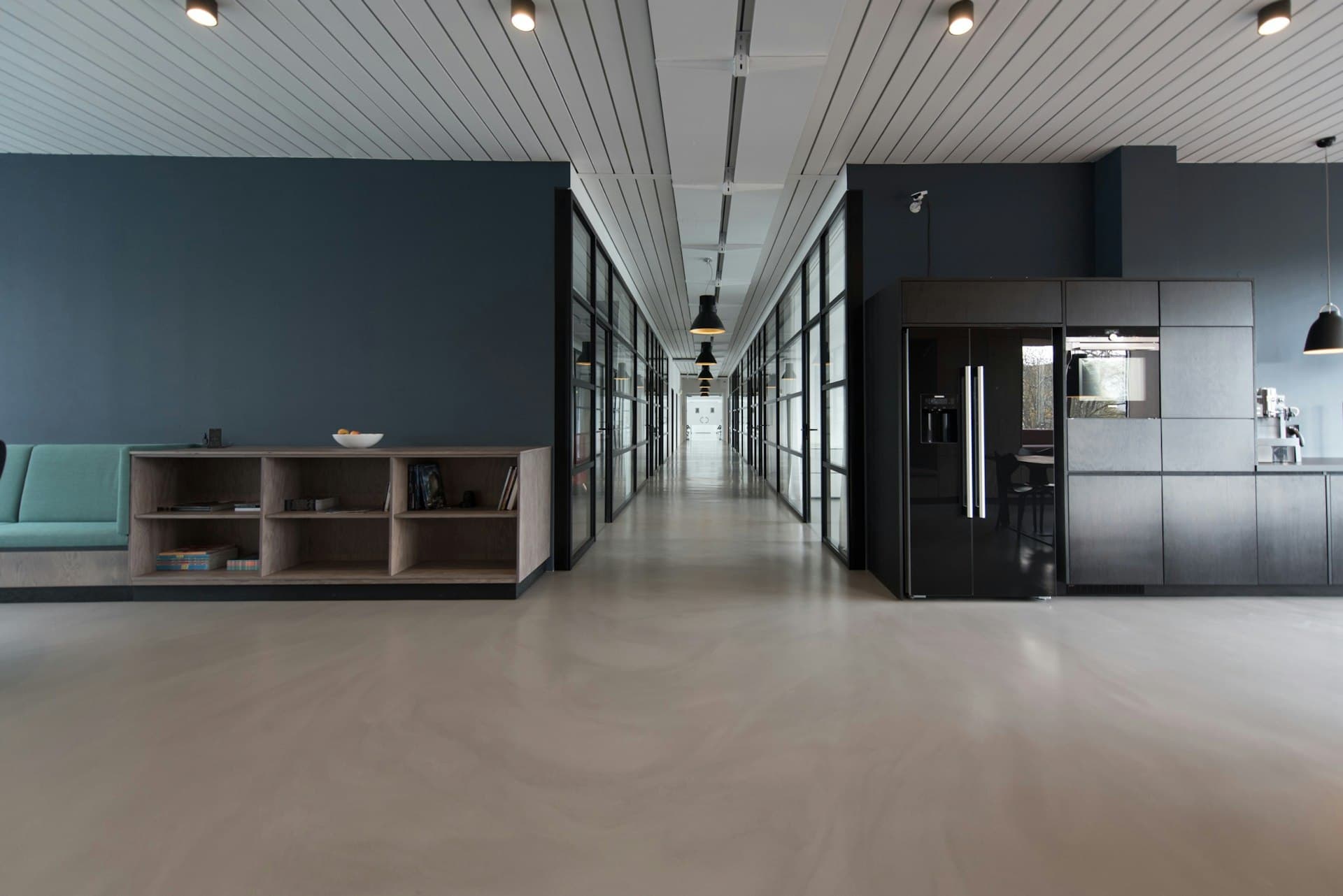 Modern office space with structured design